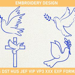 Dove Embroidery Design, Peace Dove Machine Embroidery, Dove Cross Embroidery Design 3 size