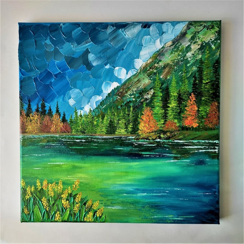 Handwritten-autumn-forest-on-the-shore-of-a-mountain-lake-by-acrylic-paints-5.jpg
