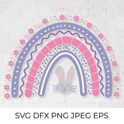 cute easter rainbow with bunny svg