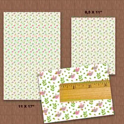 digital vintage dollhouse wallpaper pink floral seamless pattern miniature diorama