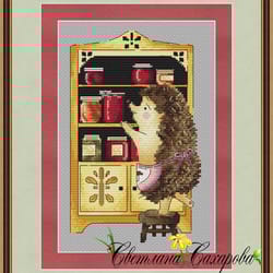 hedgehog chest of drawers scheme for embroidery