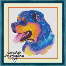 space dog. cross stitch pattern. cross stitch design. digital. pdf. saga.