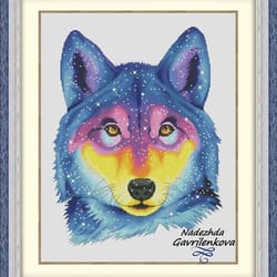 space wolf. cross stitch pattern. cross stitch design. digital. pdf. saga.