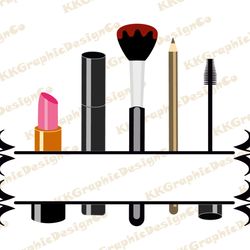 Makeup split monogram Makeup svg Beauty salon svg Make up svg Mascara svg Lipstick svg Monogram frame svg Beautiful svg