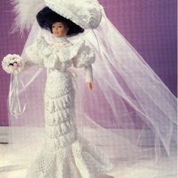 pdf vintage crochet pattern / crochet dress for barbie dolls 11-1 / 2" / fashion collection - wedding dress