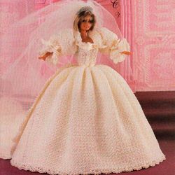 pdf vintage crochet pattern / crochet dress for barbie dolls 11-1 / 2" / fashion collection - wedding dress