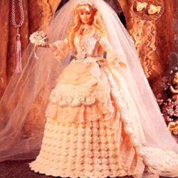 pdf vintage crochet pattern / crochet dress for barbie dolls 11-1 / 2" / fashion collection - wedding dress
