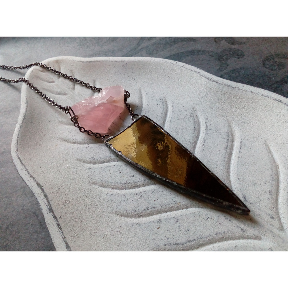 Spike-necklace-rose-quatrz-pendant-stained-glass-necklace-geometric-pendant-11