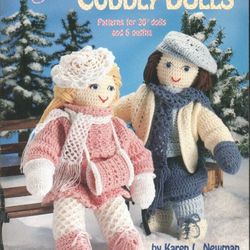 pdf vintage crochet pattern - crocheted cuddly dolls pattern - for 20" dolls and 6 outfits - instant download