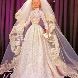 pdf vintage crochet pattern / wedding dress / crochet dress for barbie dolls 11-1 / 2" / wedding dress