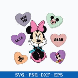 minnie candy heart love svg, minnie valentine svg, minnie mouse svg png dxf eps file