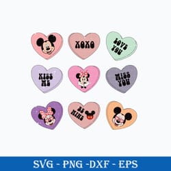 disney candy hearts valentine svg, mouse love svg, disney valentine svg