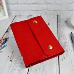 A5 planner binder, genuine leather, with pockets