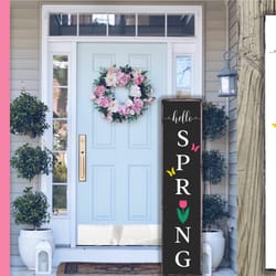 hello spring welcome porch sign. vertical front sign svg