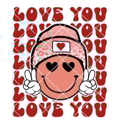 love you png, smiley face png, valentines day png, retro valentine png