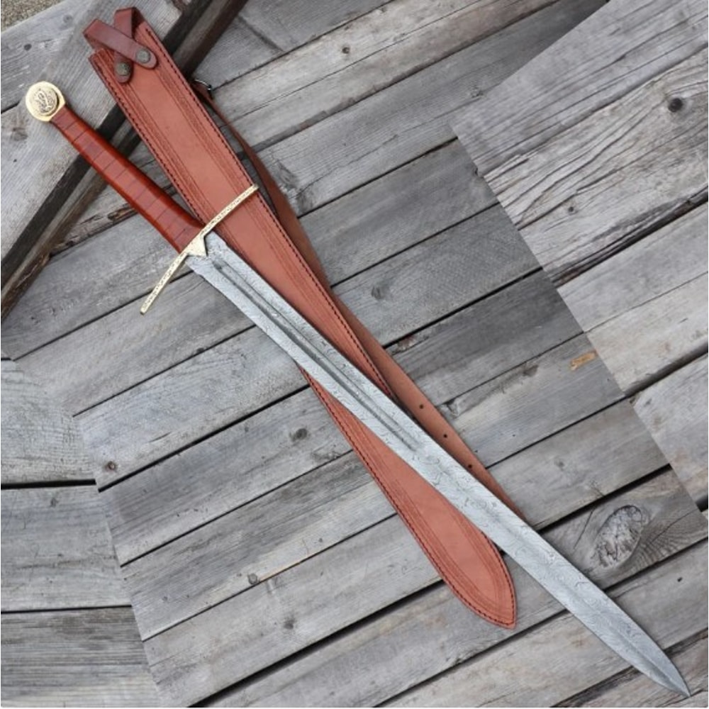 For Valhalla Damascus Steel Viking Longsword - Norse Inspired Hand Forged Pattern Weld.jpg