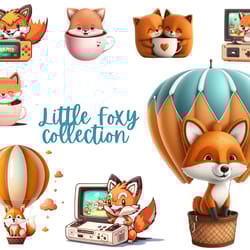 cute little fox clipart, fox png ,fox bundle png, foxes bundle,commercial use, digital download