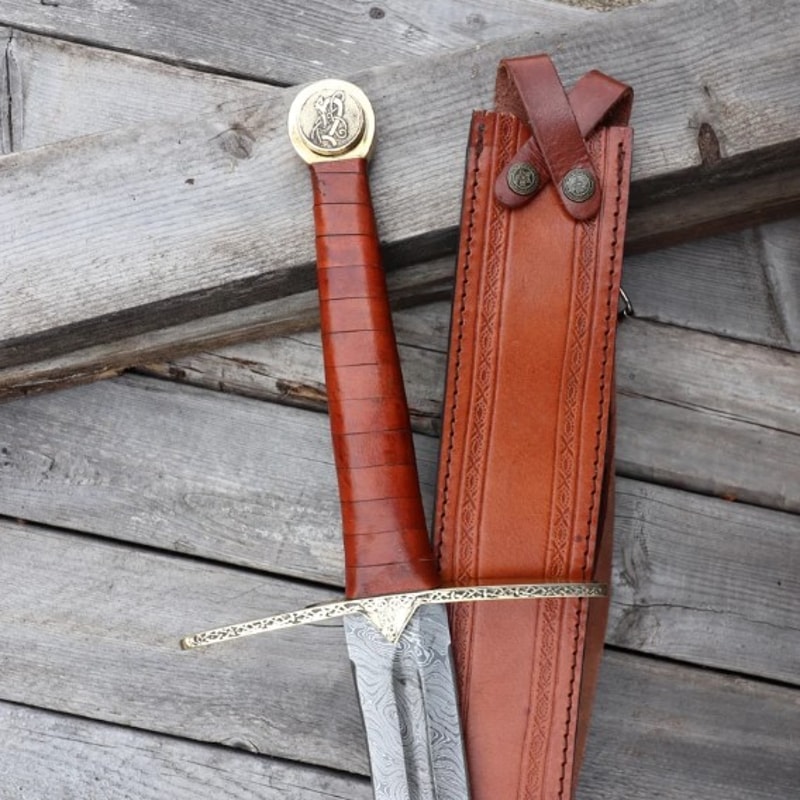 For Valhalla Damascus Steel Viking Longsword - Norse Inspired Hand Forged Pattern We.jpg
