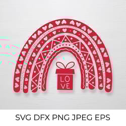 valentine rainbow svg cut file. cute rainbow
