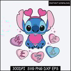 bundle stitch layered svg, stitch valentines svg, valentines svg, blue alien, svg, png, eps