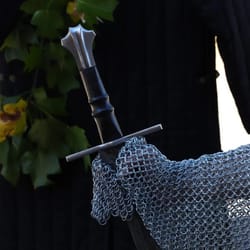 celestial dance damascus steel sword medieval hand forged templar