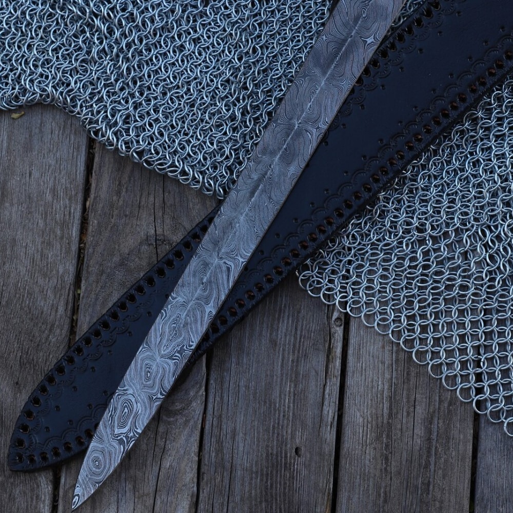 New Horizons Collectible Templar-Style Sword Hand Forged Damascus Steel Medieval Inspired Sword with Leather Sheath Twist Pattern in us.jpg