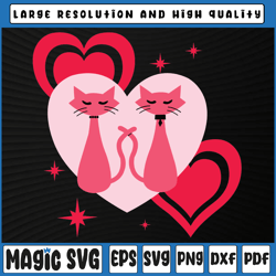 valentine love cats svg, adorable cute hearts svg, valentines cat lady svg, valentine's day, digital download