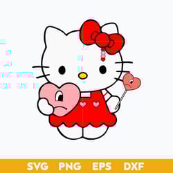 hello kitty bunny heart valentine svg, kitty lollipop heart valentine svg png dxf eps file