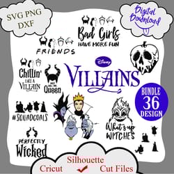 disney villains svg bundle, halloween svg, cruella de vil svg, ursula svg, evil queen, whats up witches, bad girls, chil