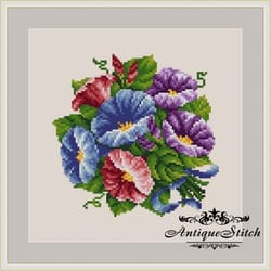 morning glory bouquet 56 vintage cross stitch pattern pdf compatible pattern keeper
