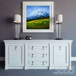 landscape rocky mountains red poppies flower fields original oil painting 11.8 x 11.8 inches wall decoration vivid art