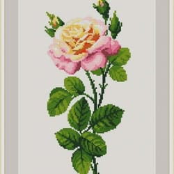pink rose 63 vintage cross stitch pattern pdf compatible pattern keeper