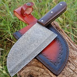 berdella damascus steel serbian cleaver knife handmade full tang blended steel kitchen knife