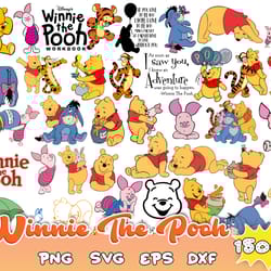 1500 winnie the pooh layered svg designs, pooh svg png bundle for cricut, tigger eeyore and piglet files