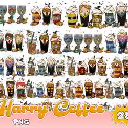 25 harry fall coffee png bundle, halloween coffee latte bundle,fall coffee png bundle, hand drawn, digital download