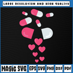 pills heart love valentine svg png, hearts medicine pharmacy svg, cat lover, valentine's day, digital download
