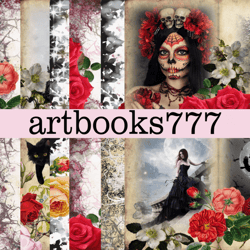 gothic witch, halloween, gothic, scrapbooking, ephemera, junk journal, digital paper