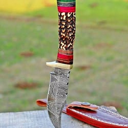 custom handmade damascus steel hunting knife fix blade full tang gift for him