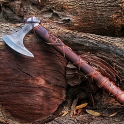 ragnar viking axe, camping axe, viking nordic battle axe with rose shaft
