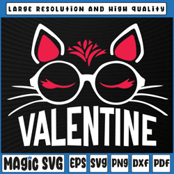 valentine cat with glasses for valentines day cat lover valentine svg, valentine's day, digital download