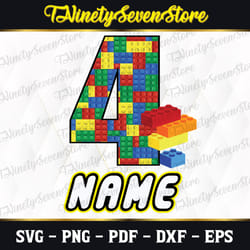 boys blocks 4th birthday svg, colored blocks, building blocks birthday svg, kids building blocks birthday svg