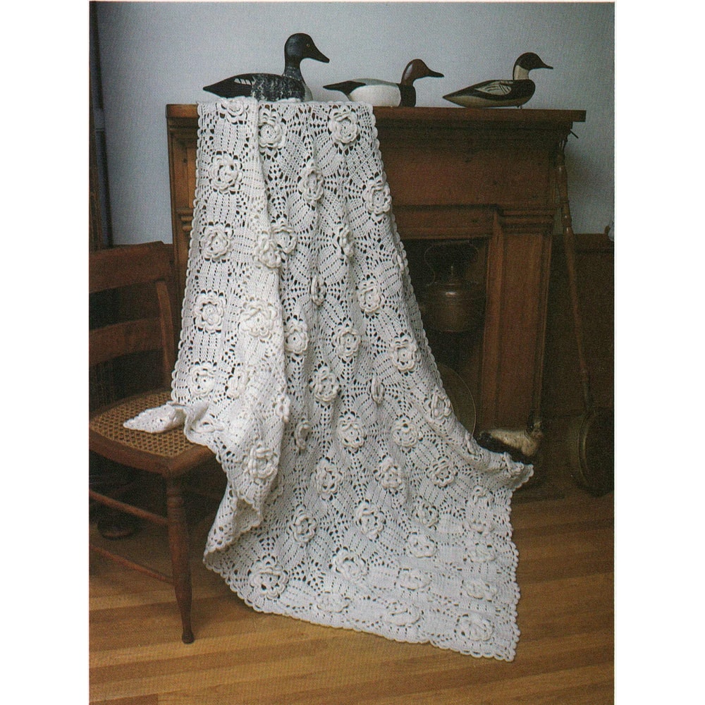 rose afghan vintage crochet pattern