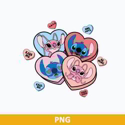 stitch and angel candy heart png, disney stitch png, disney valentine png digital file