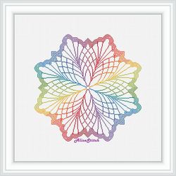 Cross stitch pattern Mandala Cobweb ornament rainbow gossamer panel abstract pillow napkin counted crossstitch patterns