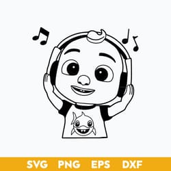 jj cocomelon kid outline svg, cocomelon character svg, cocomelon svg, png dxf eps file