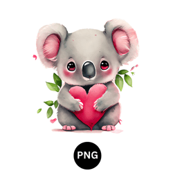 valentine watercolor koala png digital download available instant download high quality 300 dpi