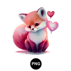 valentine watercolor fox png digital download available instant download high quality 300 dpi