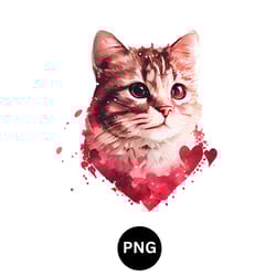 valentine watercolor cat png digital download available instant download high quality 300 dpi