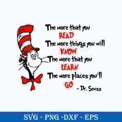 the more that you read the more things you will know the more that you learn the svg, dr. seuss svg