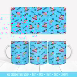 american patriotic mug sublimation wrap. 4th of july mug design